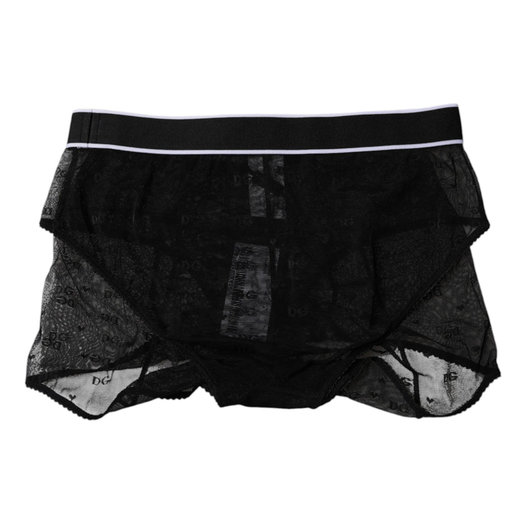 Schwarze Nylon-Höschen mit mittlerer Taille aus Tüll