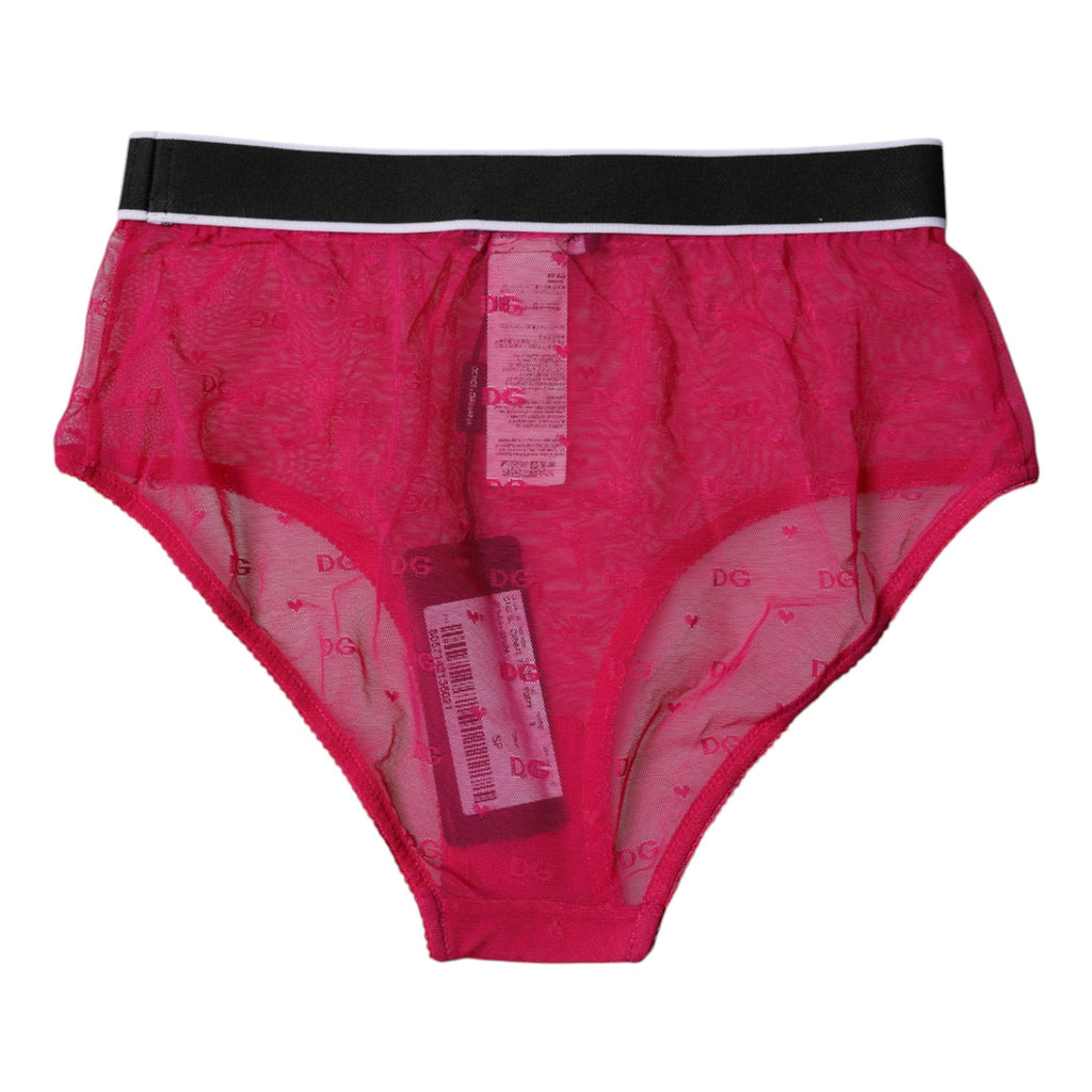 Fuchsiafarbene Nylon-Höschenunterwäsche mit mittlerer Taille