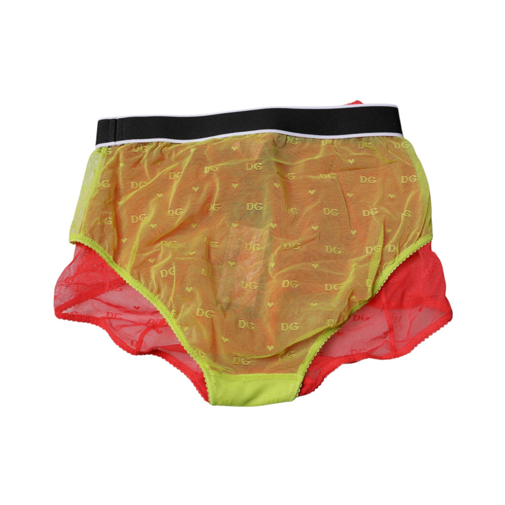 Rot-gelbe Tüll-Höschenunterwäsche mit mittlerer Taille