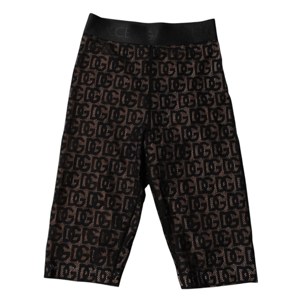 Schwarze, verkürzte Strumpfhose mit Logo-Monogramm