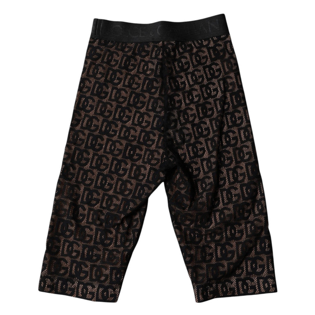 Schwarze, verkürzte Strumpfhose mit Logo-Monogramm