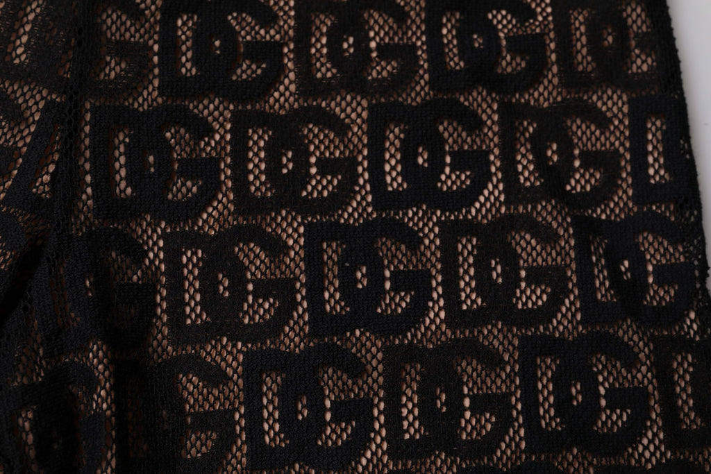 Schwarze, verkürzte Strumpfhose mit Logo-Monogramm