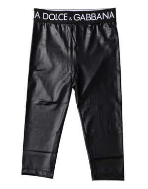 Black Logo Nylon Cropped Tights Pants Underwear