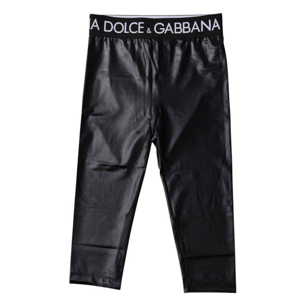 Schwarze, kurze Nylon-Strumpfhose mit Logo