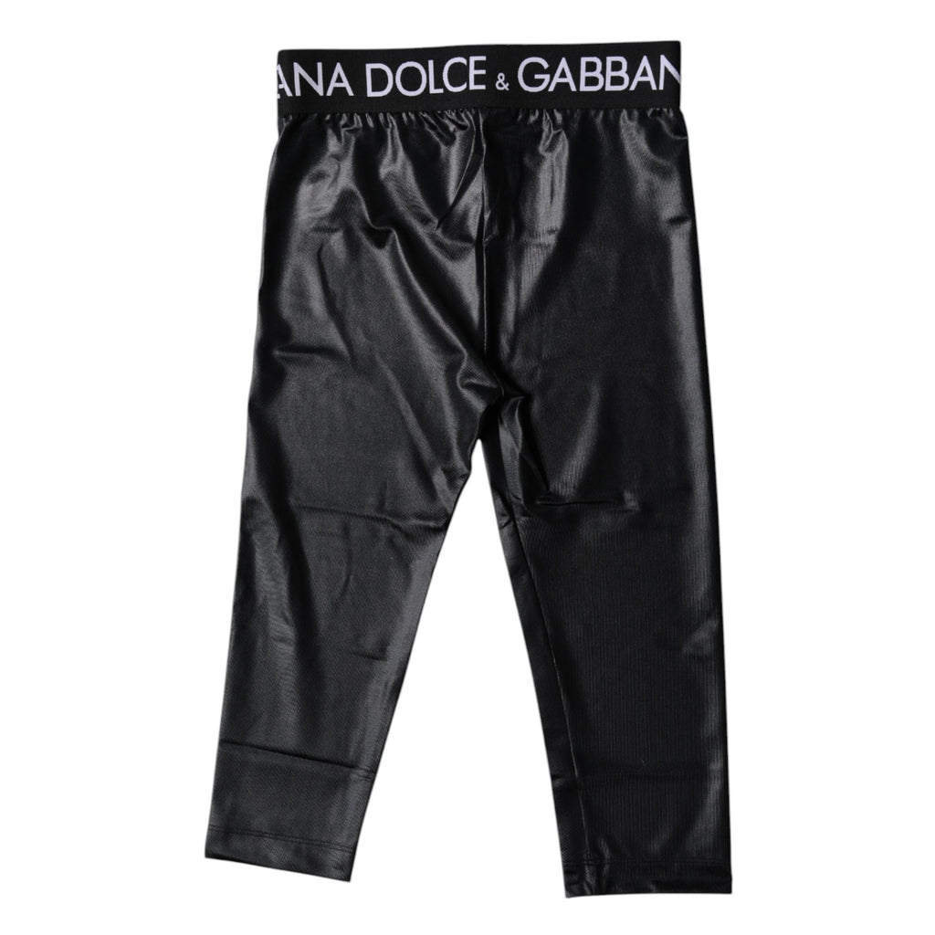 Schwarze, kurze Nylon-Strumpfhose mit Logo