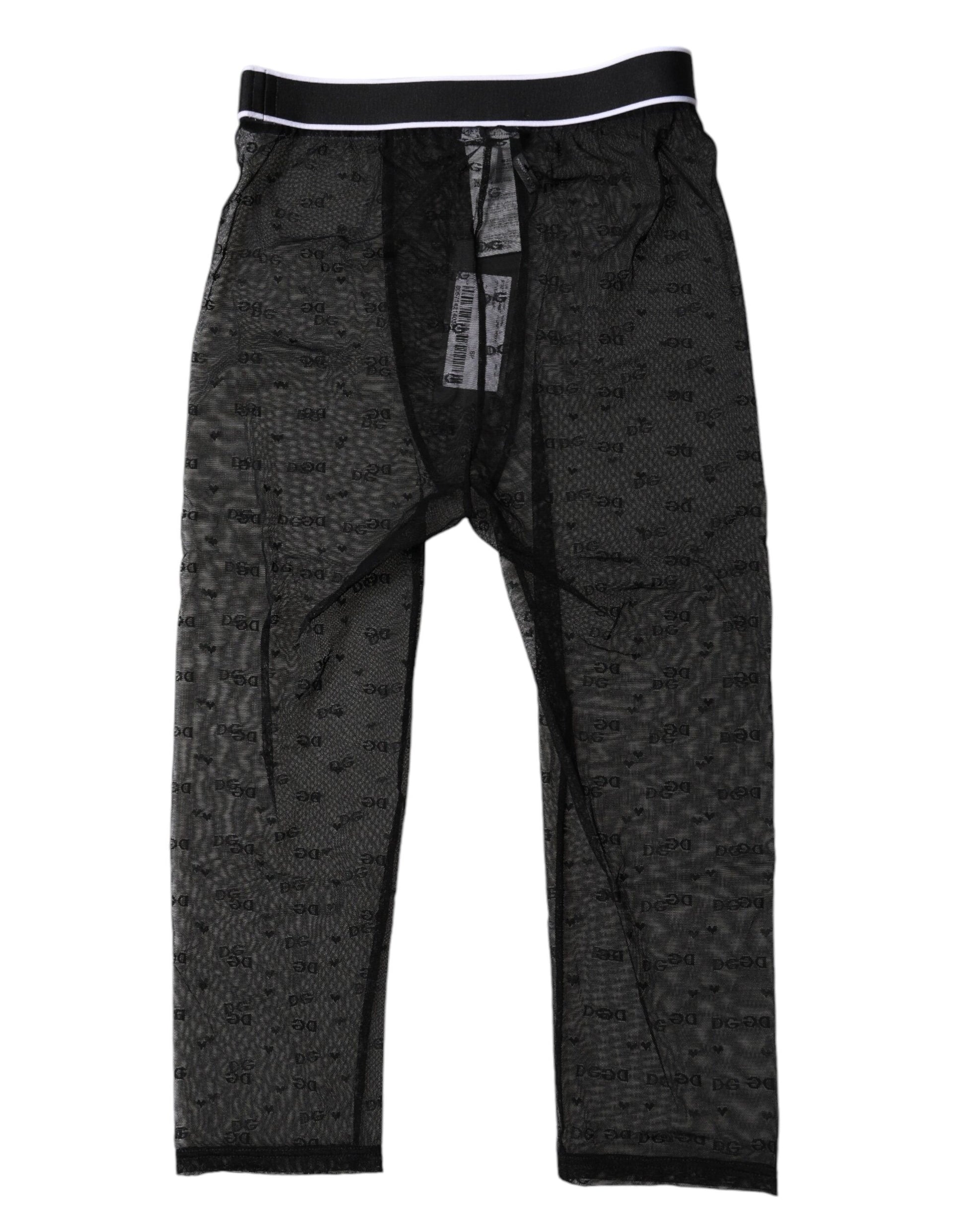 Black DG Logo Nylon Cropped Tights Underwear