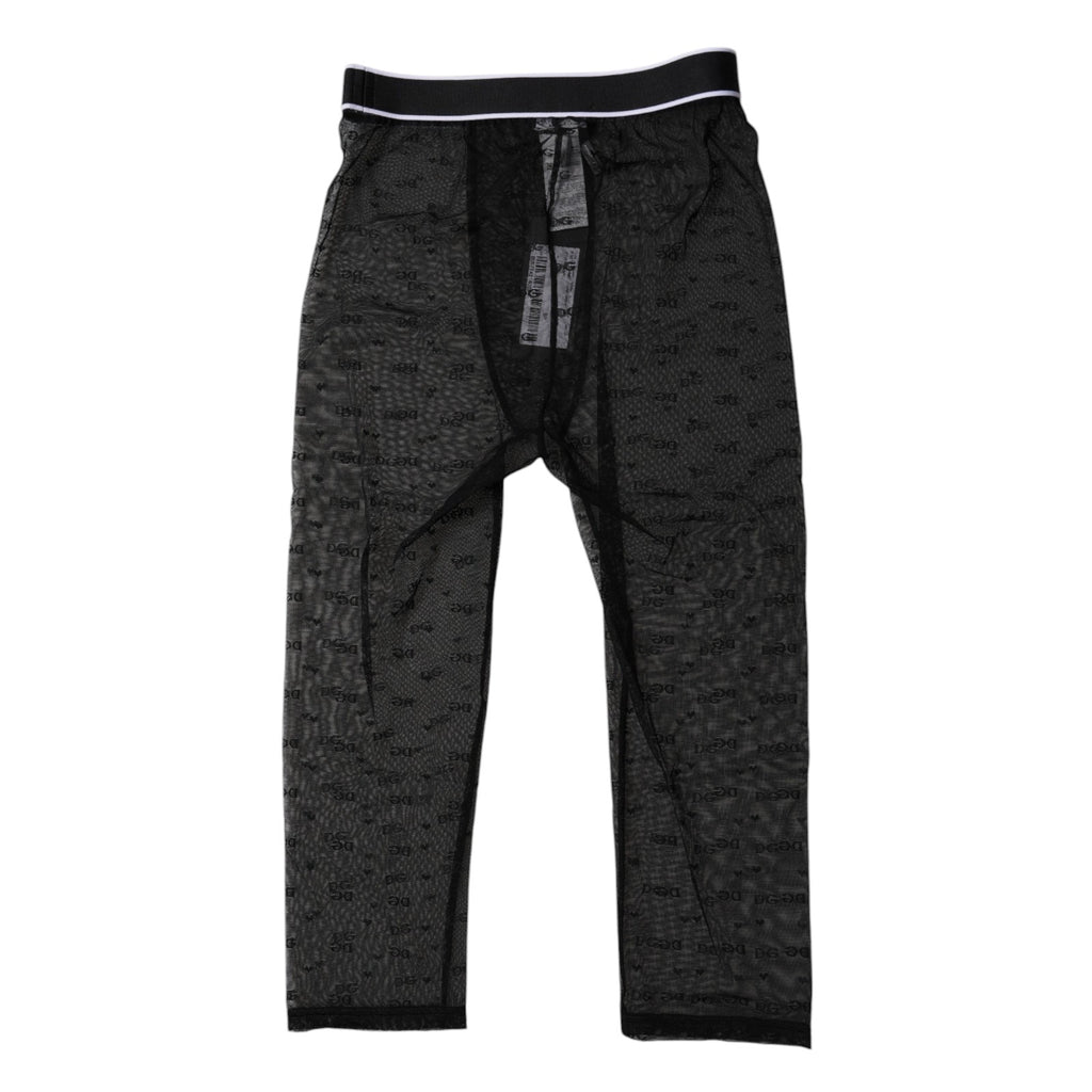 Schwarze Nylon-Shorts mit DG-Logo