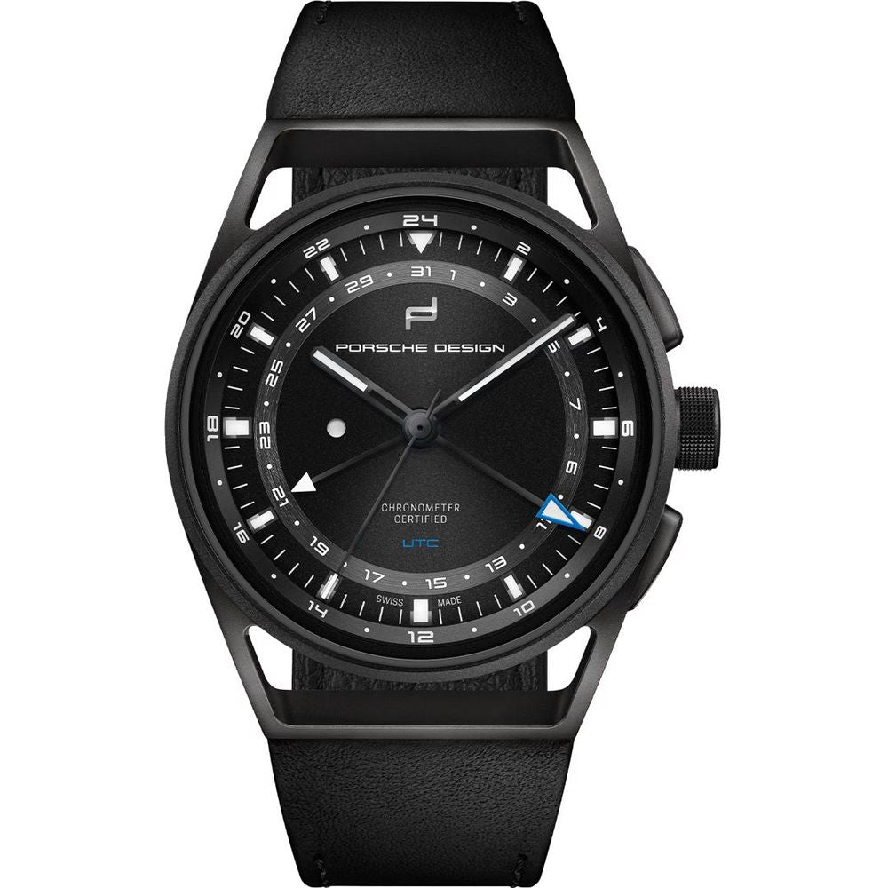 Schwarze Lederuhr