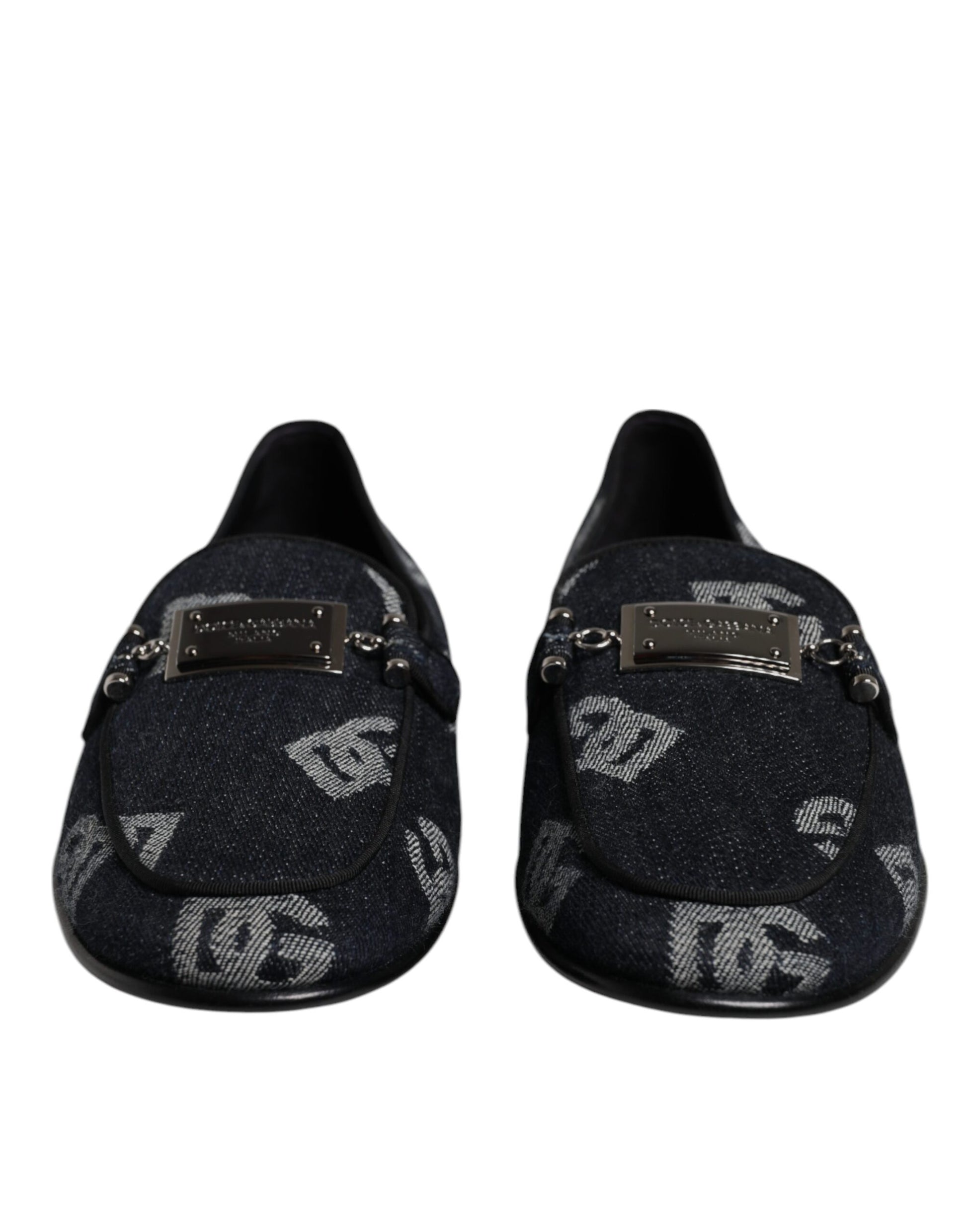 Schwarze Loafer aus Baumwolle mit Logo, formelle Abendschuhe