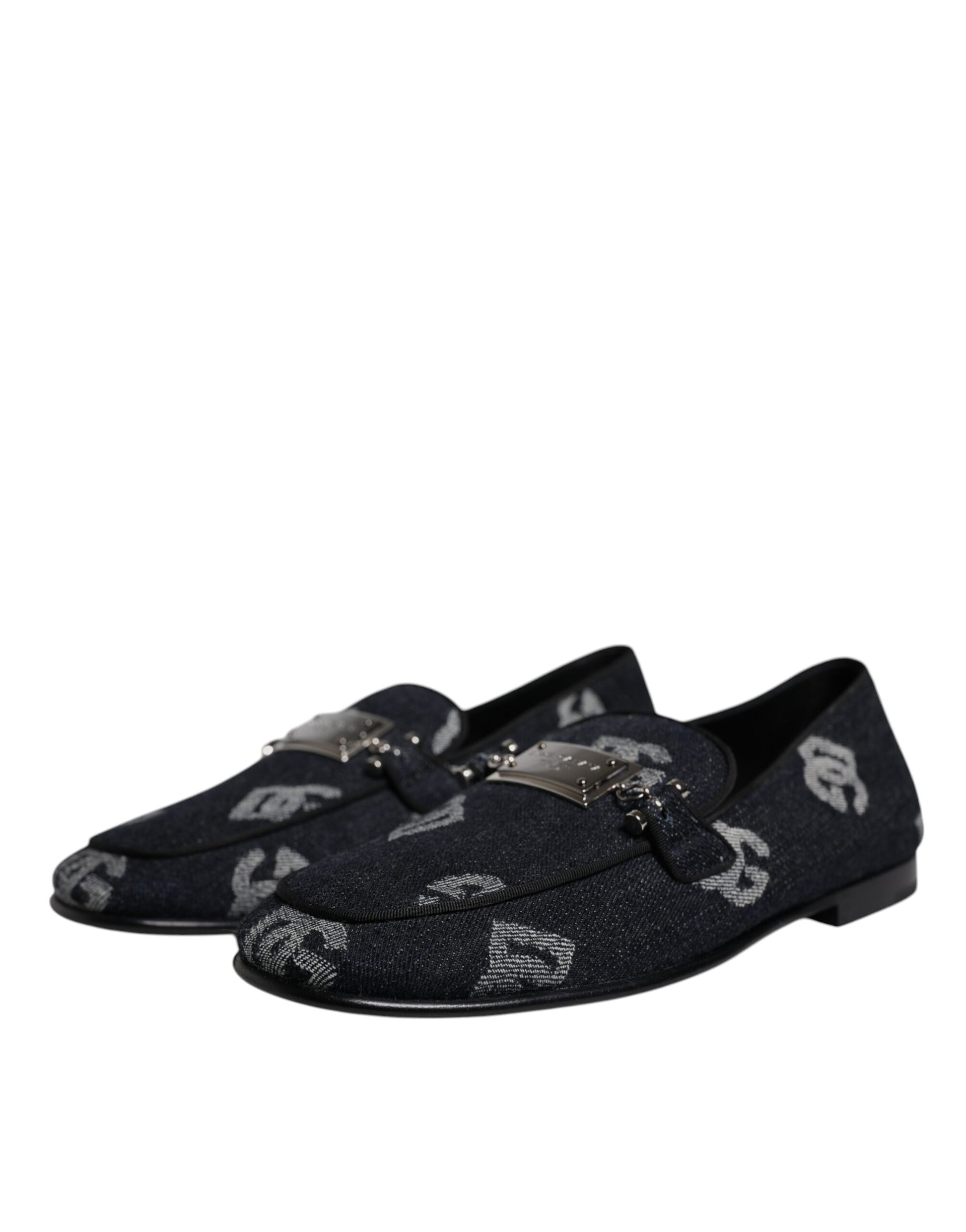 Schwarze Loafer aus Baumwolle mit Logo, formelle Abendschuhe