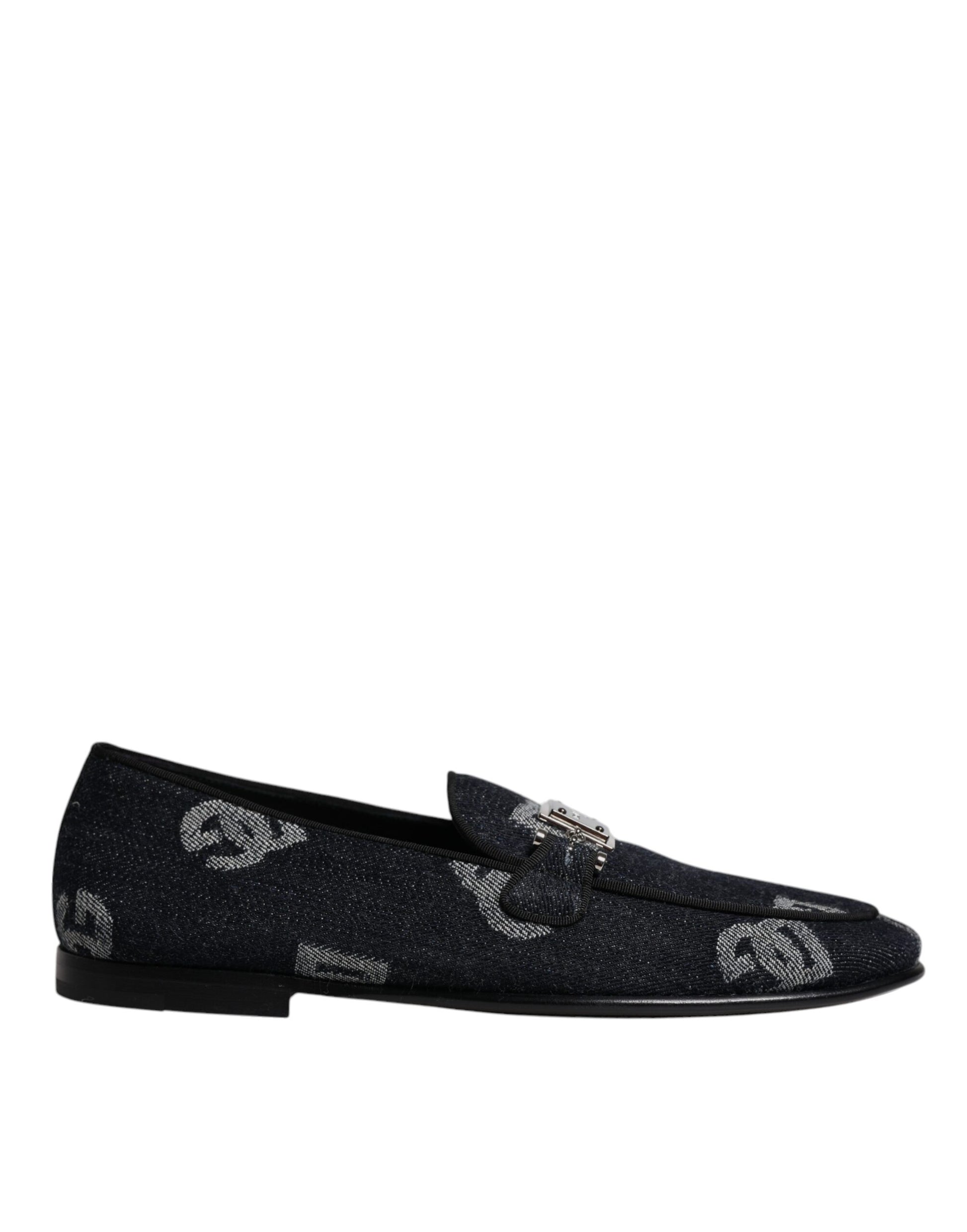 Schwarze Loafer aus Baumwolle mit Logo, formelle Abendschuhe