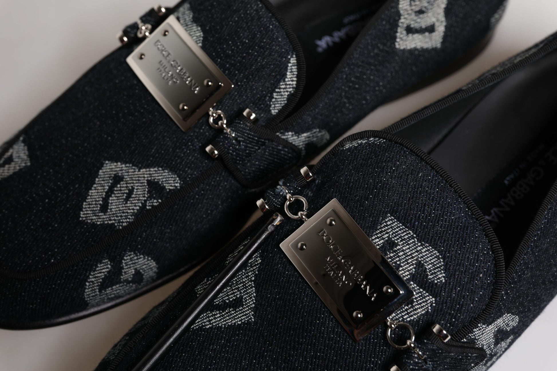 Schwarze Loafer aus Baumwolle mit Logo, formelle Abendschuhe