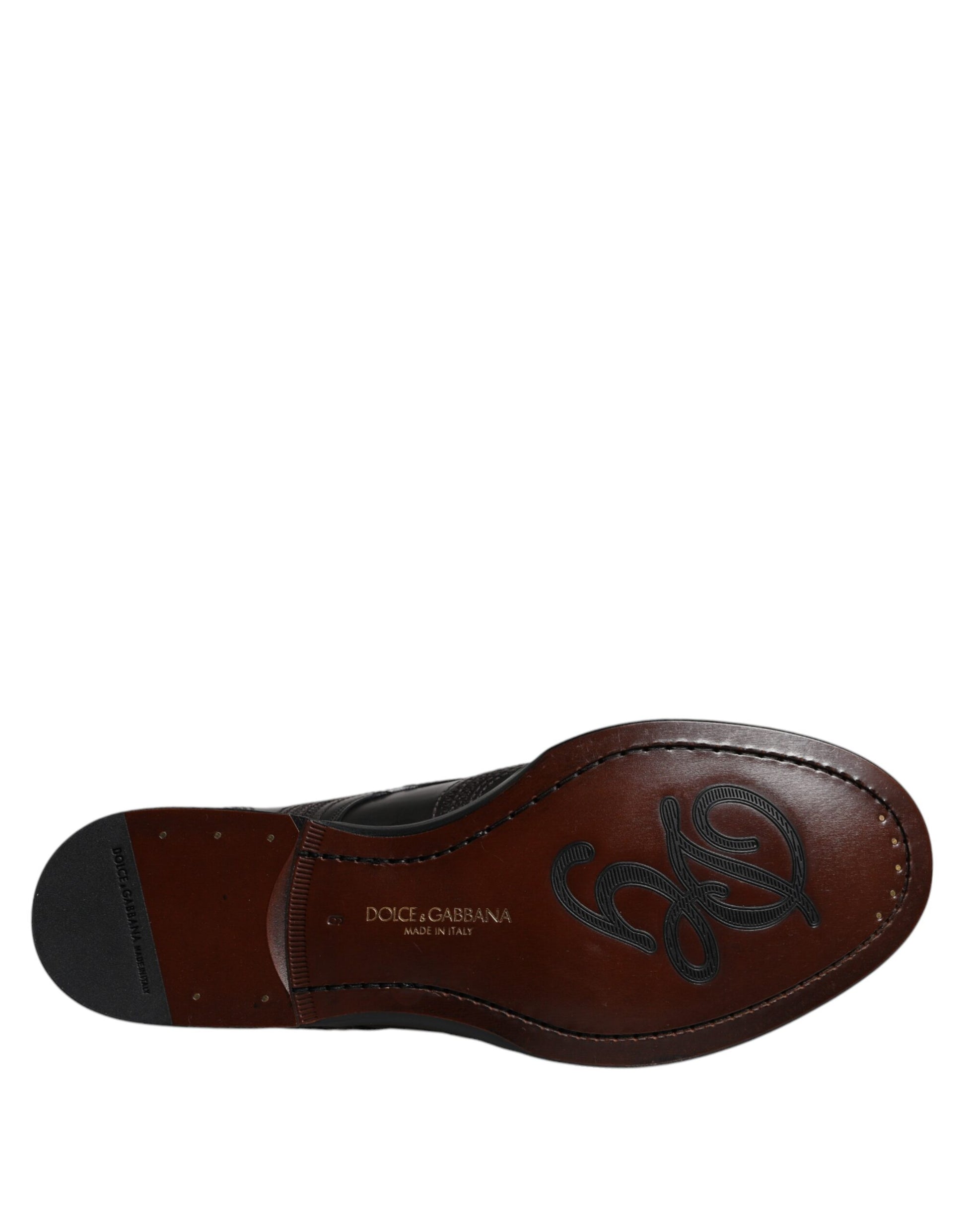 Schwarze, bestickte, klassische Derby-Schuhe aus Leder