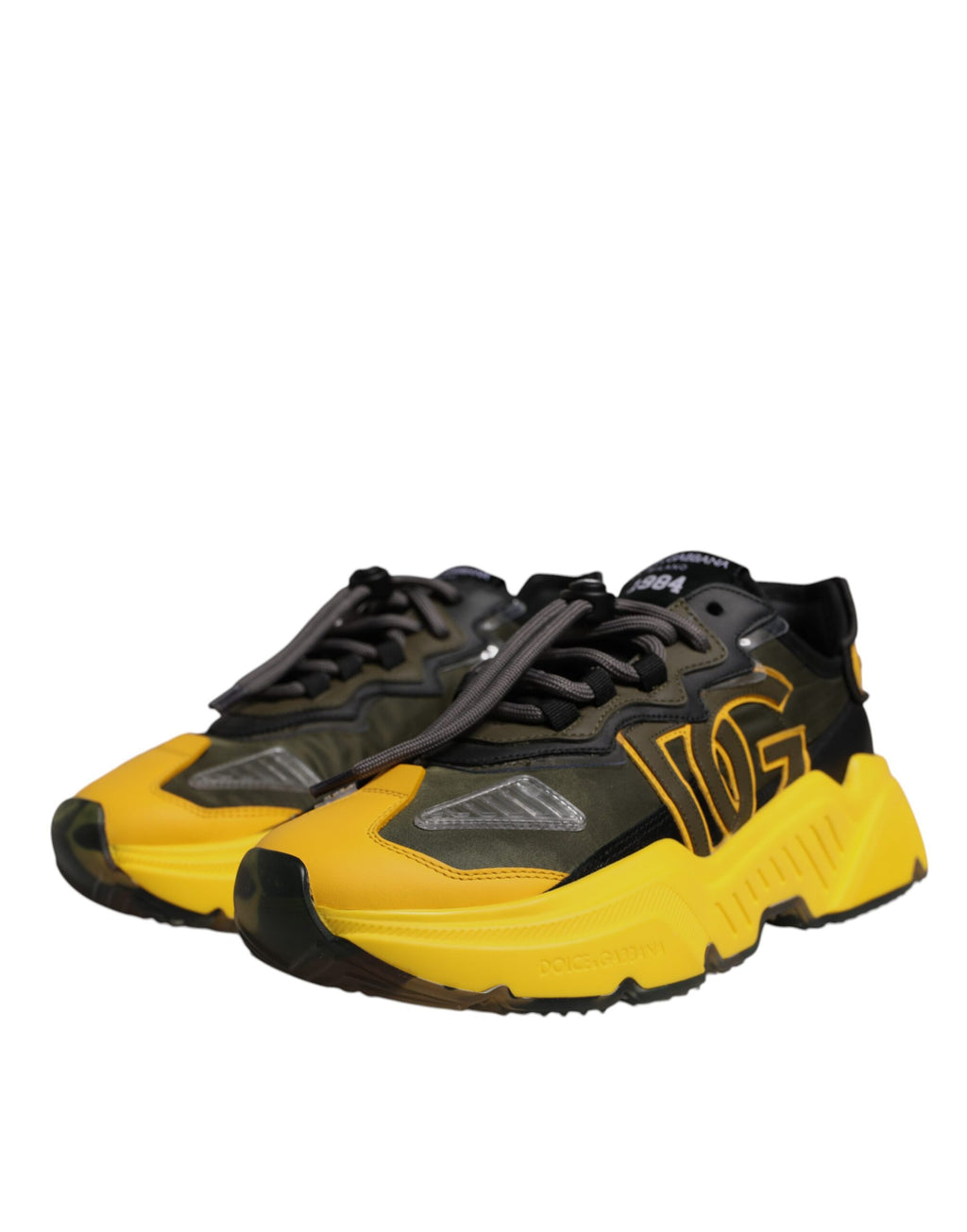 Dolce & Gabbana Yellow Black Daymaster Low Top Sneaker Shoes