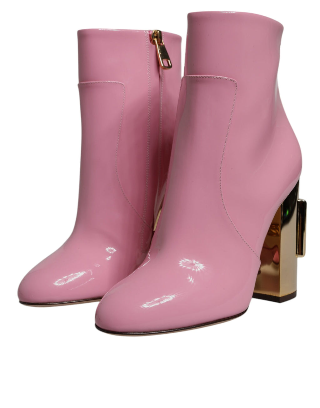 Rosa Lackleder Absatz Halbhohe Stiefel Schuhe