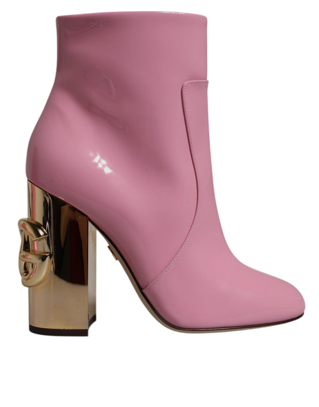 Rosa Lackleder Absatz Halbhohe Stiefel Schuhe