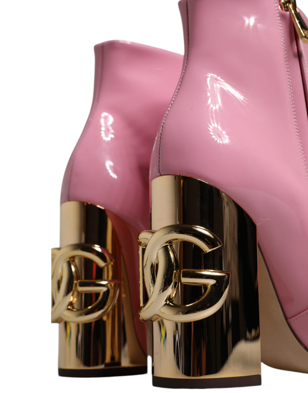 Rosa Lackleder Absatz Halbhohe Stiefel Schuhe