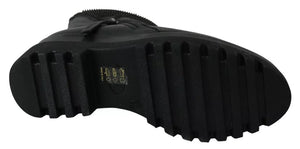 Ovyé Black Leather Zipper Ankle Boots Shoes