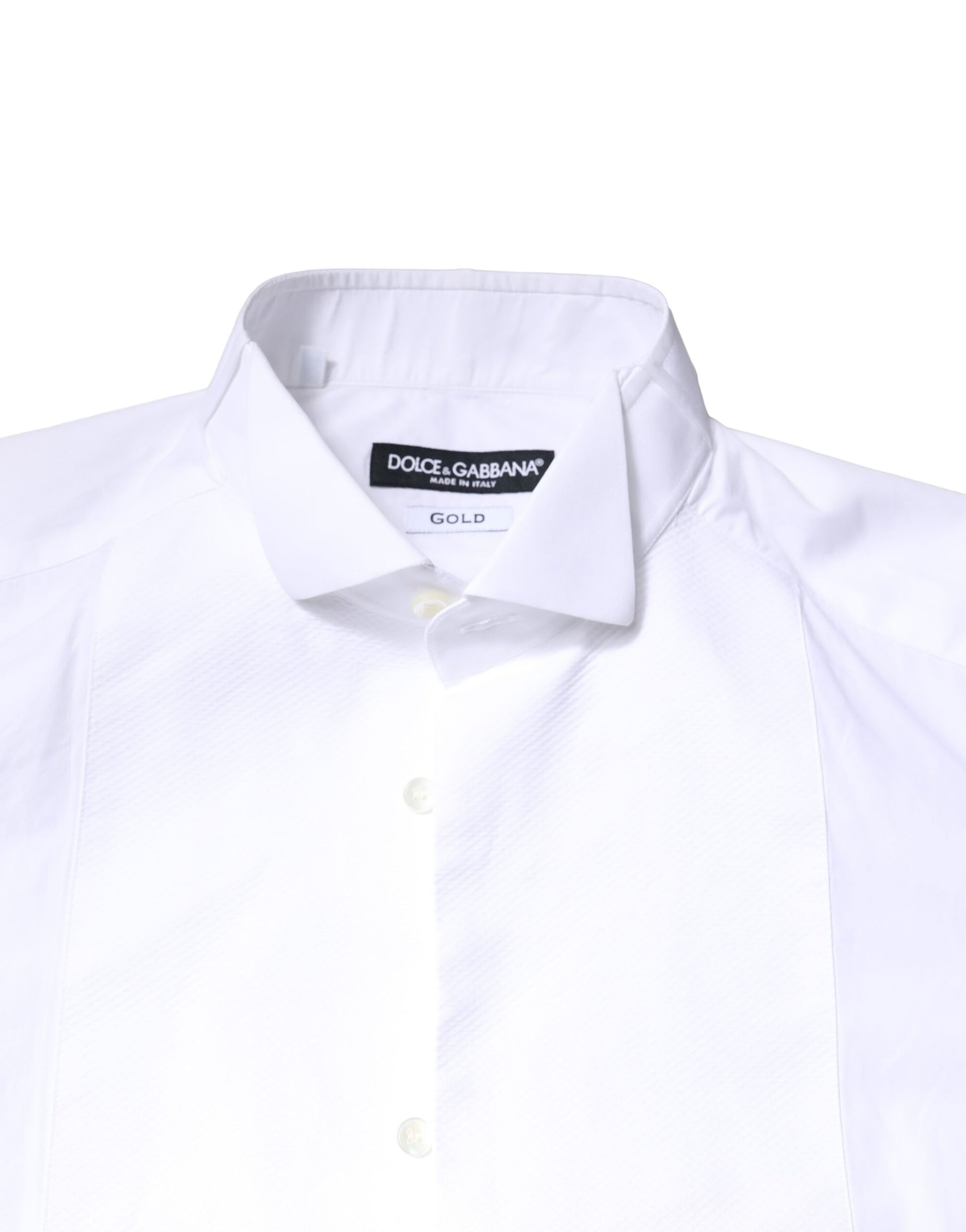 Dolce & Gabbana White GOLD CottonPoplin Bib Formal Dress Shirt