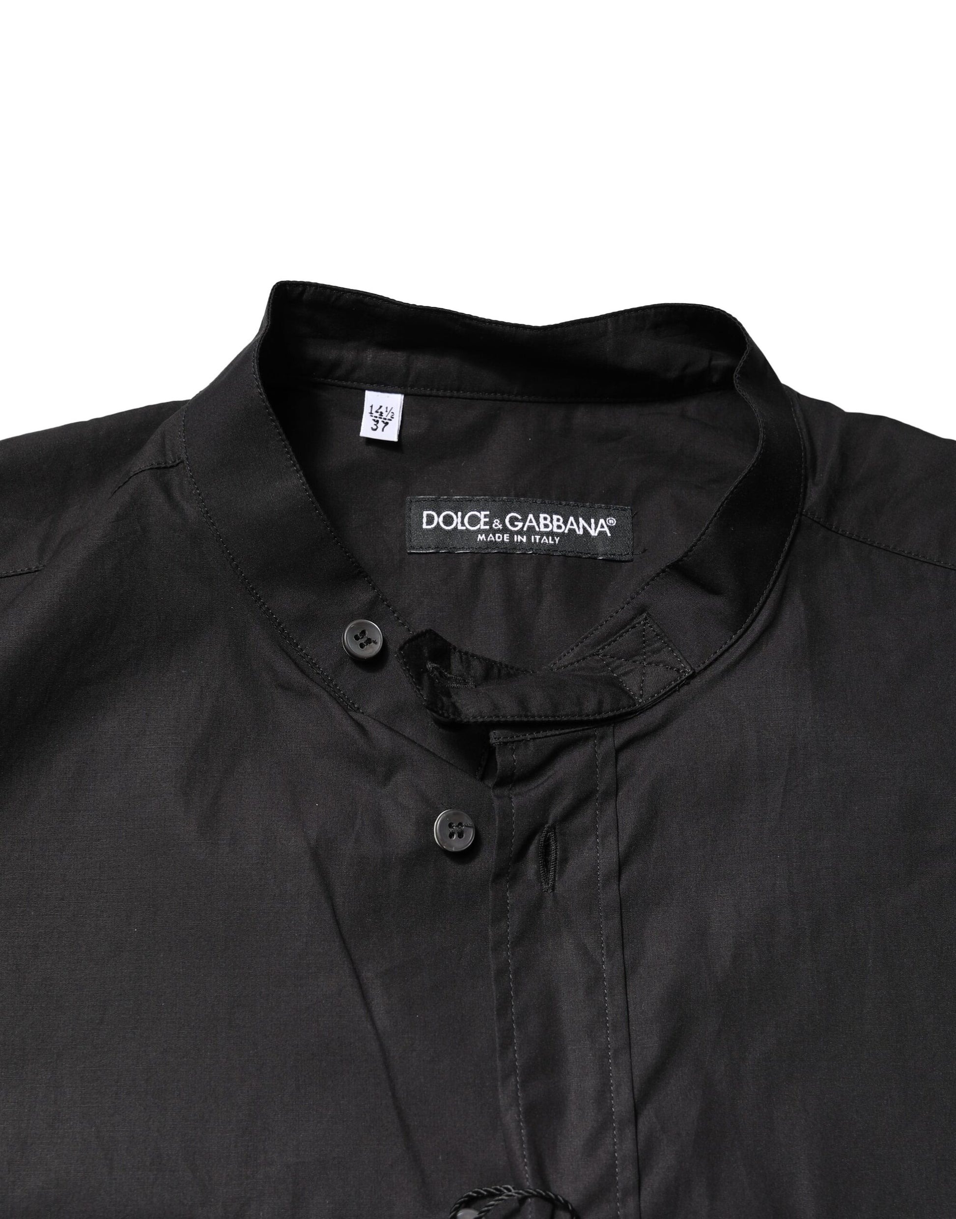 Dolce & Gabbana Black Cotton Button Down Men Casual Shirt