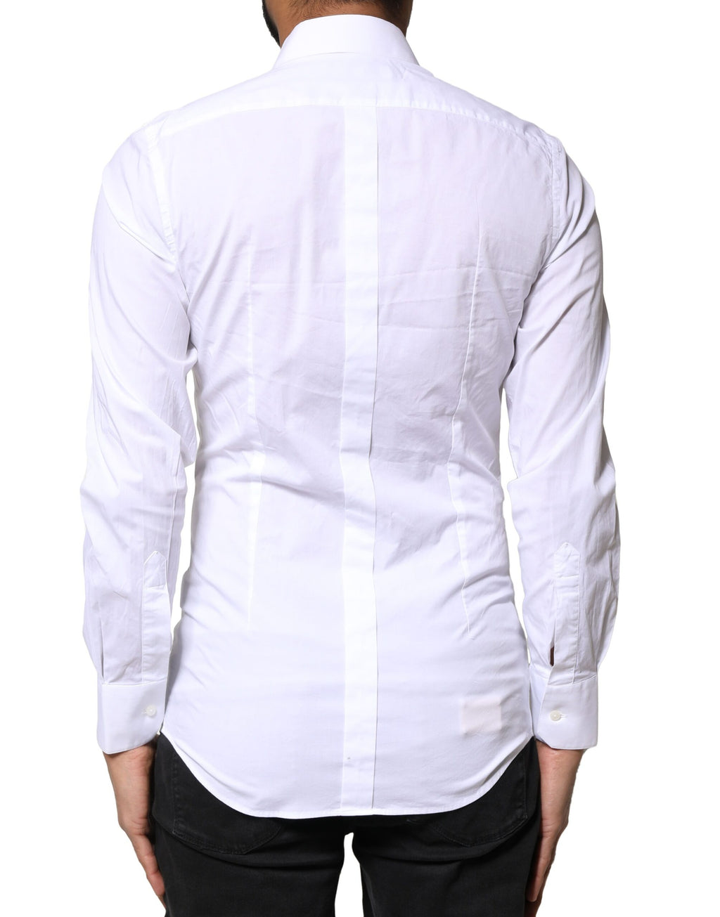 Dolce & Gabbana White GOLD Cotton Long Sleeves Dress Shirt