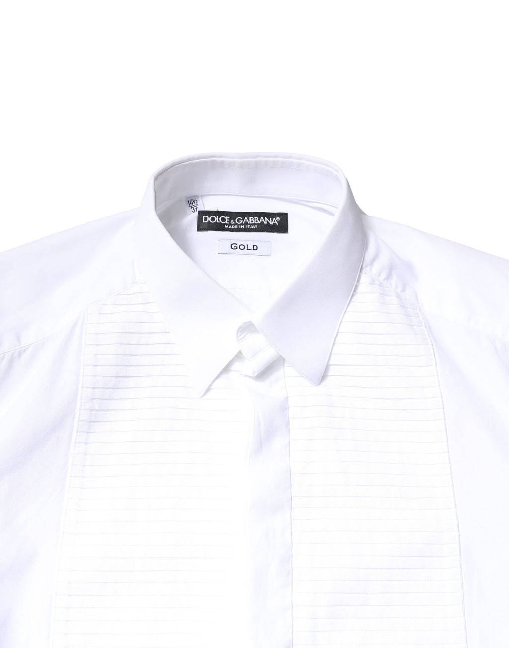Dolce & Gabbana White GOLD Cotton Poplin Bib Men Dress Shirt