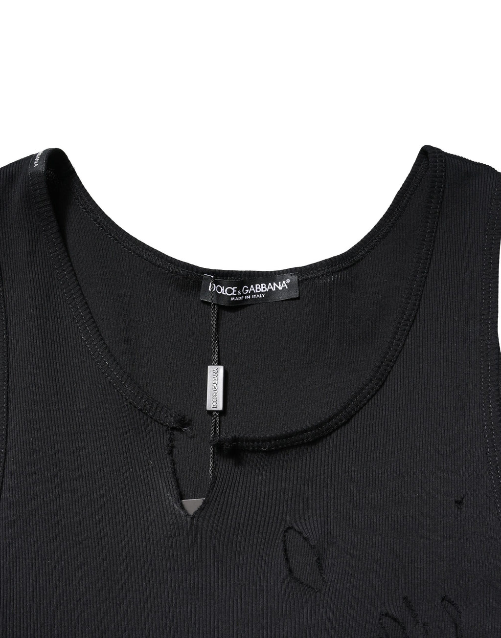Schwarzes ärmelloses Herren-Tank-T-Shirt aus Baumwolle im Rip-Stil