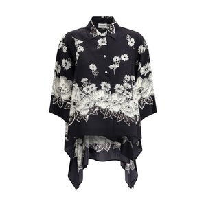 Asymmetrisches Hemd mit Blumenmuster