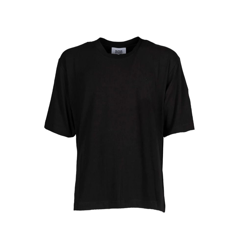 Schwarzes Baumwoll-T-Shirt
