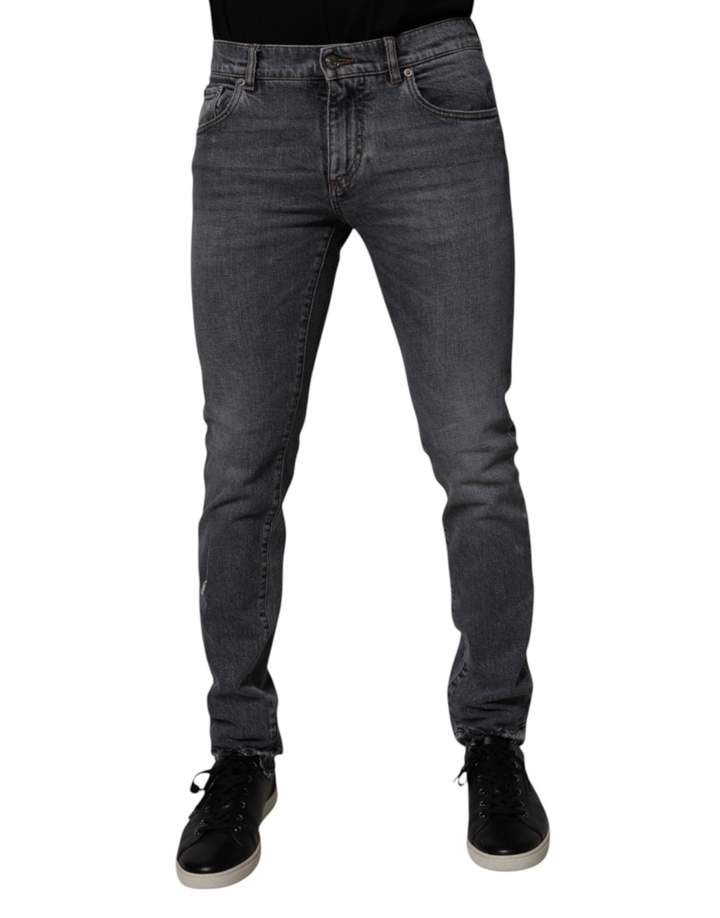 Dunkelgraue Skinny-Jeans aus Baumwollstretch