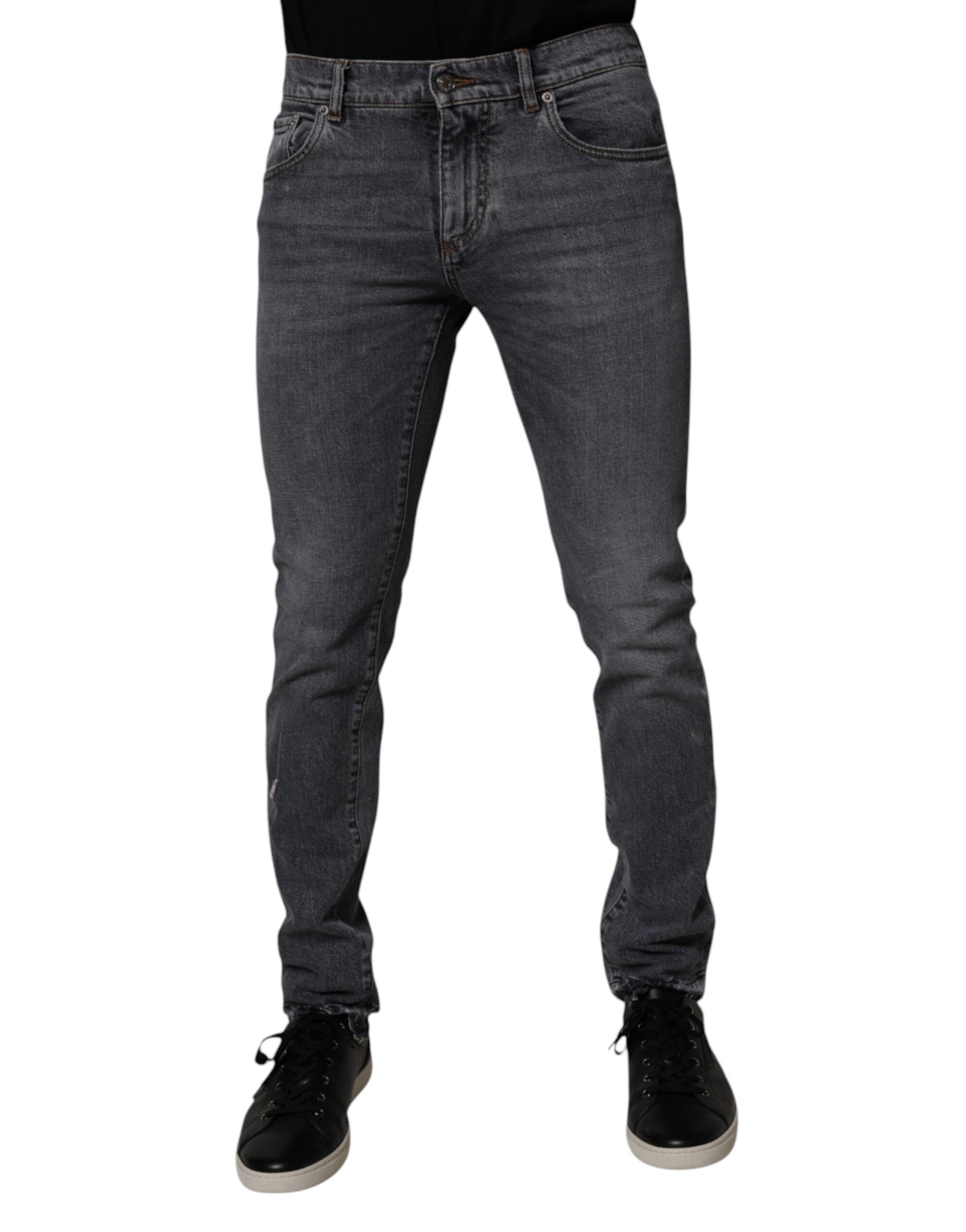 Dunkelgraue Skinny-Jeans aus Baumwollstretch