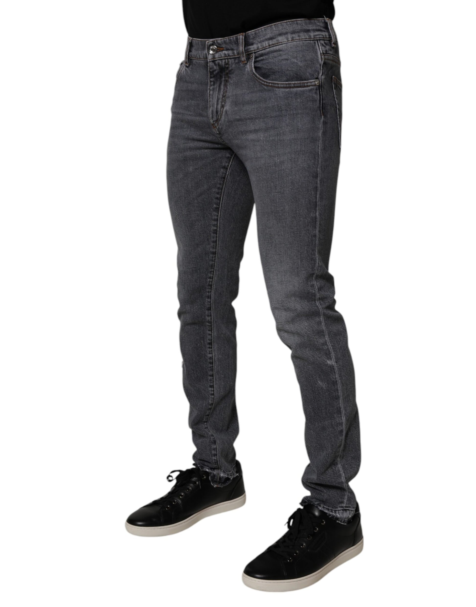 Dunkelgraue Skinny-Jeans aus Baumwollstretch