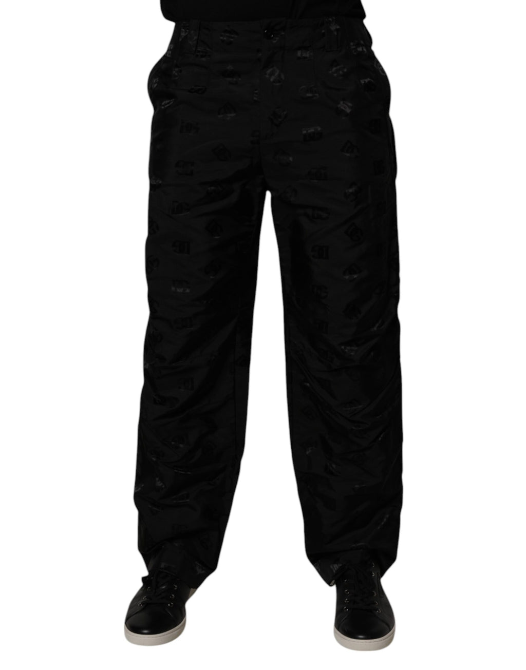 Schwarze Hose mit geradem Bein und Logo-Monogramm