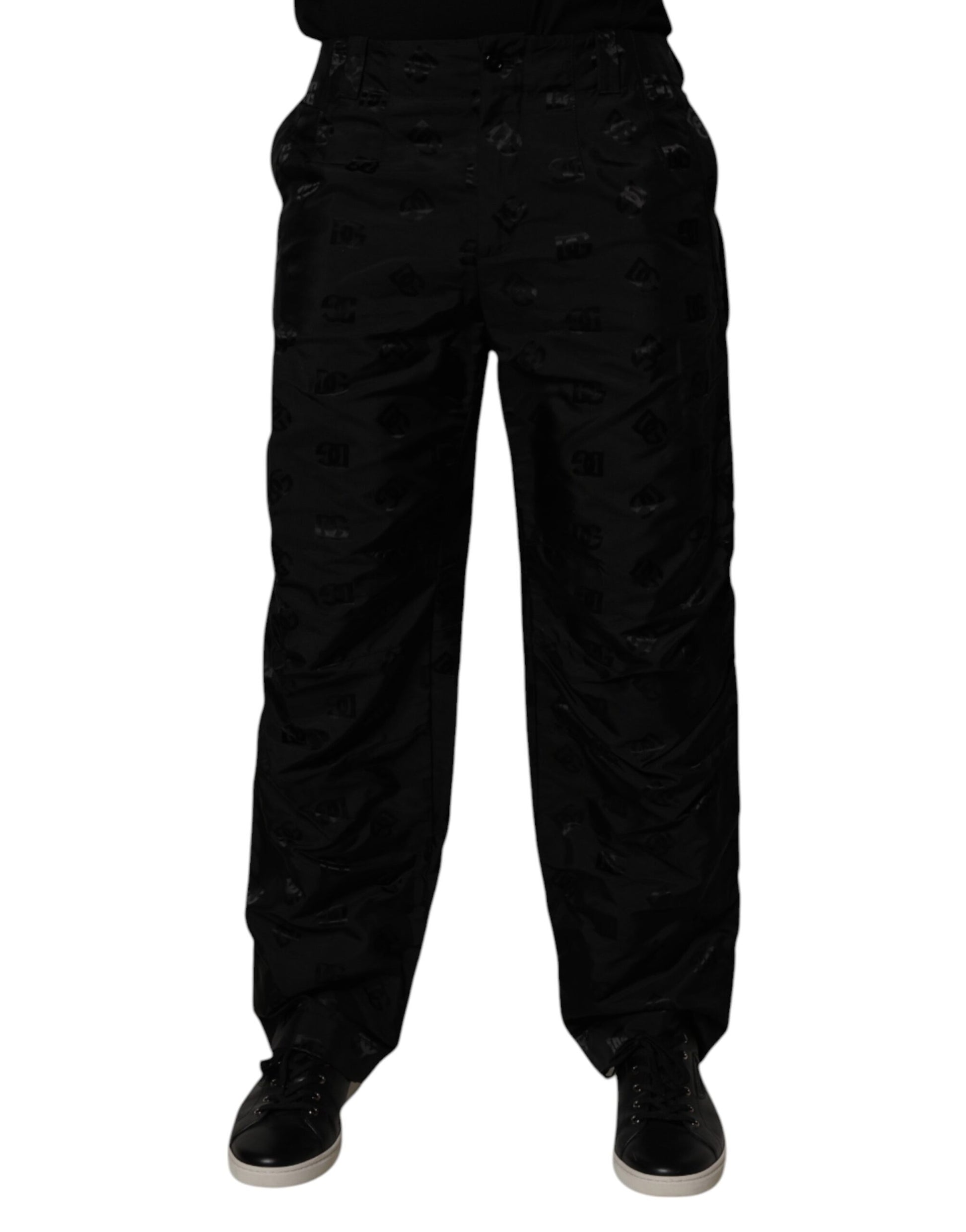 Schwarze Hose mit geradem Bein und Logo-Monogramm