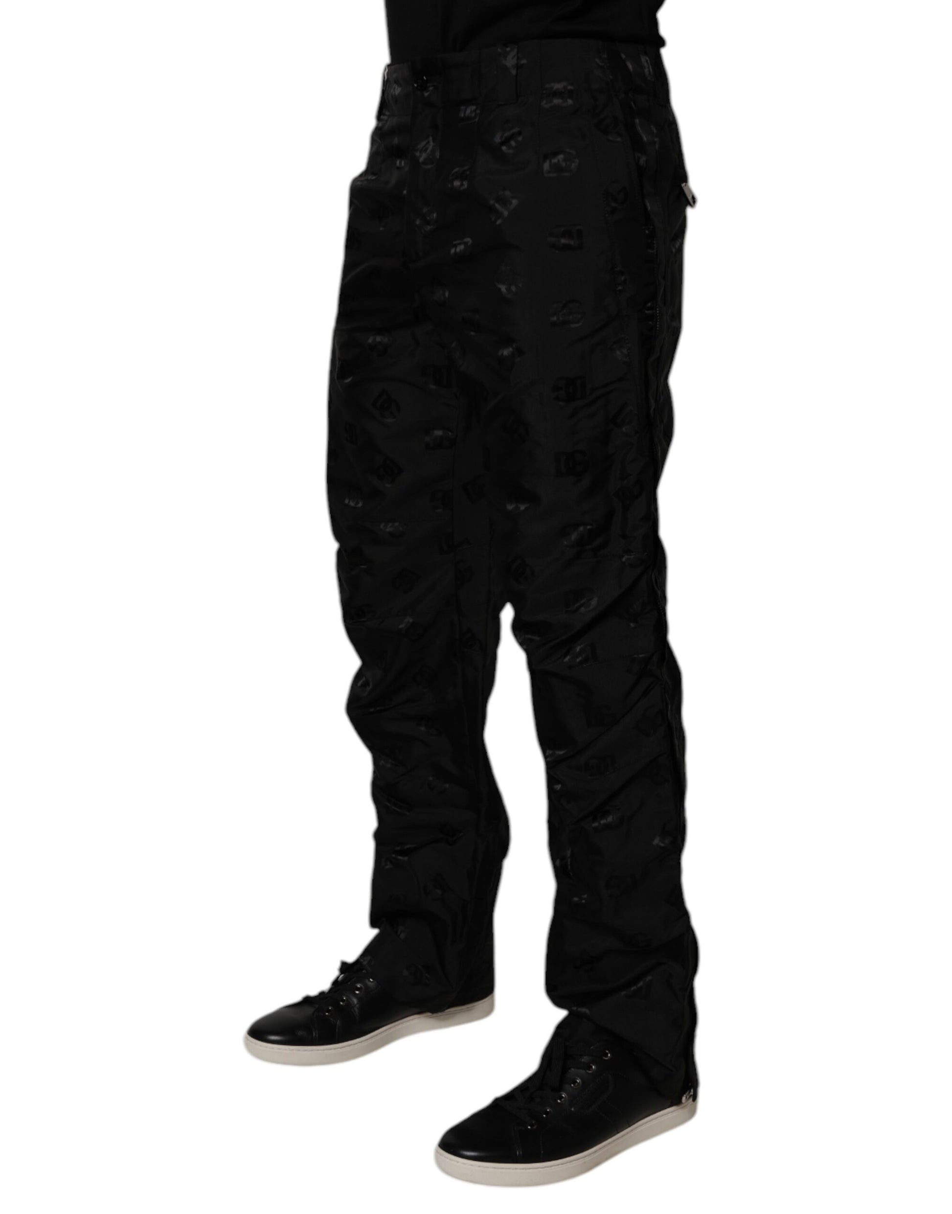 Schwarze Hose mit geradem Bein und Logo-Monogramm