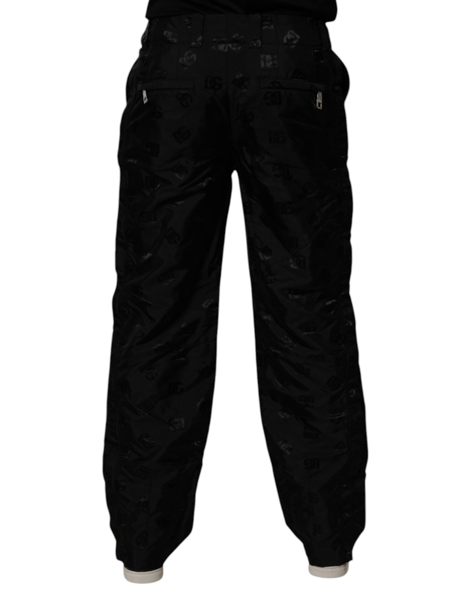 Schwarze Hose mit geradem Bein und Logo-Monogramm