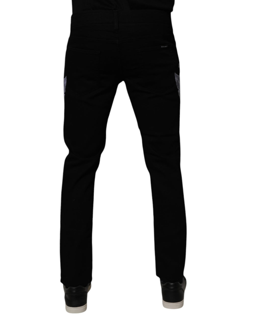 Schwarze Skinny Jeans aus Baumwolle mit Blumenmuster für Herren