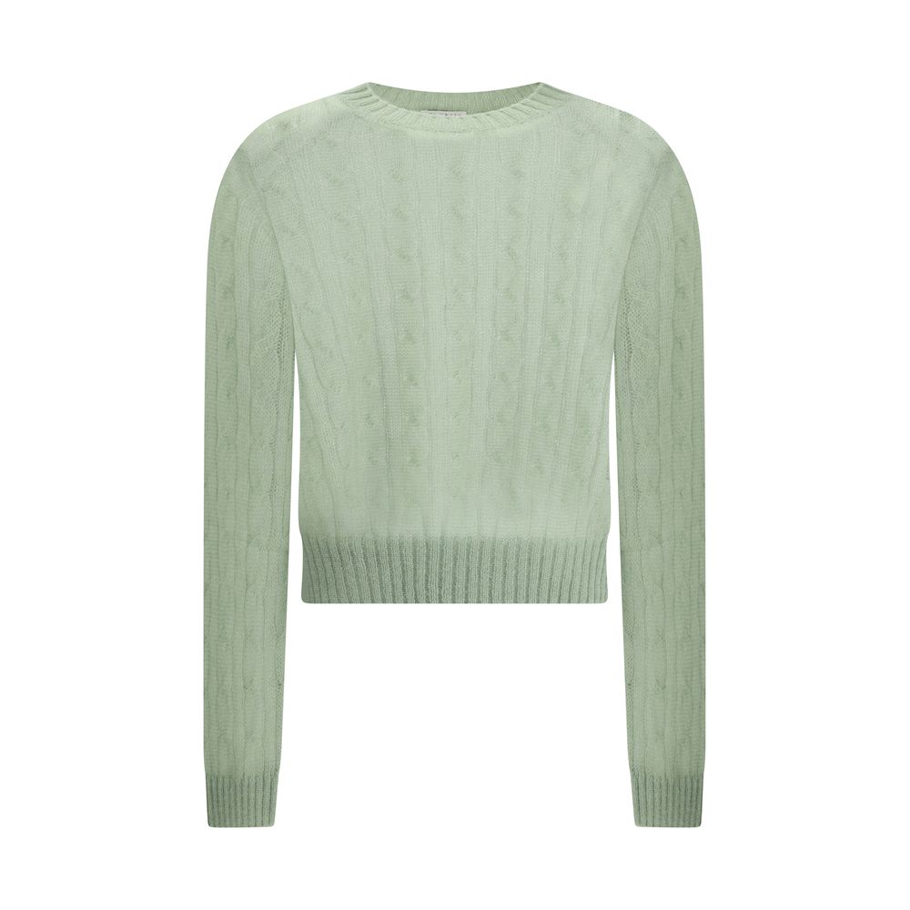 Zopfmusterpullover aus Mohair und Wolle