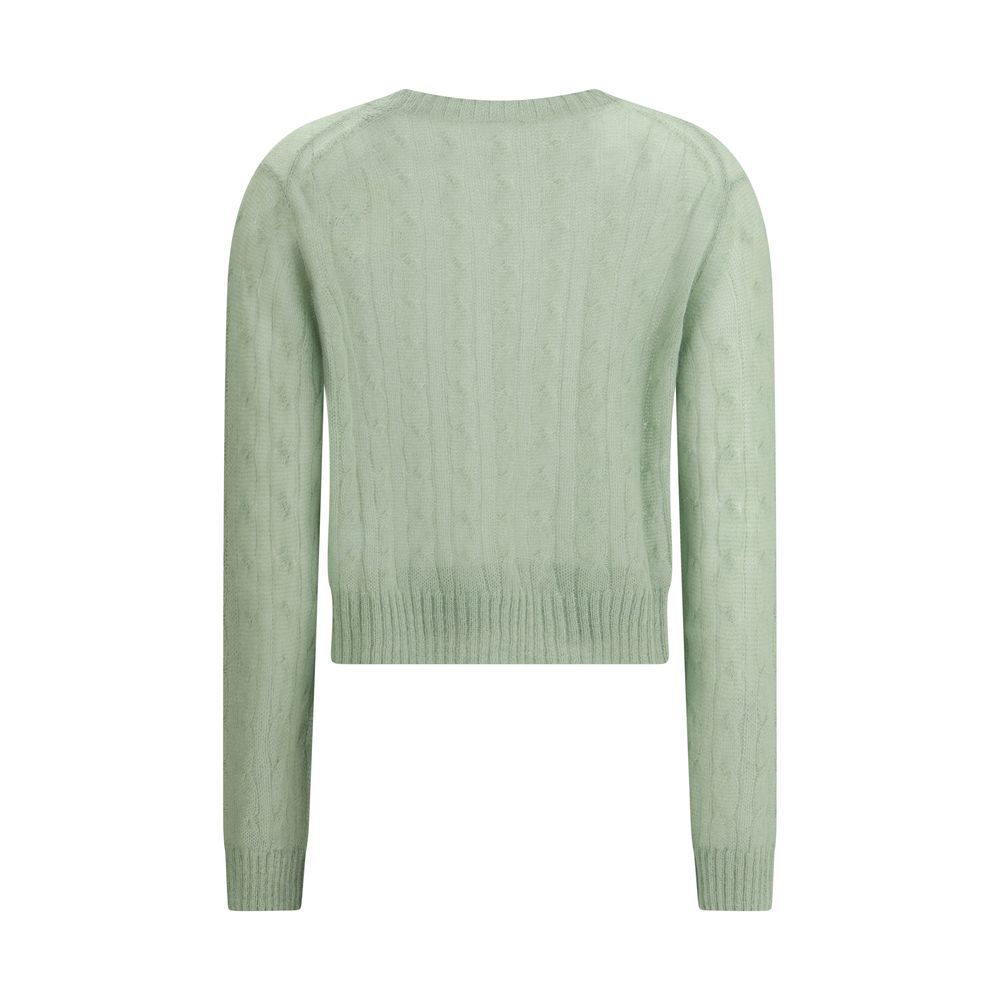Zopfmusterpullover aus Mohair und Wolle