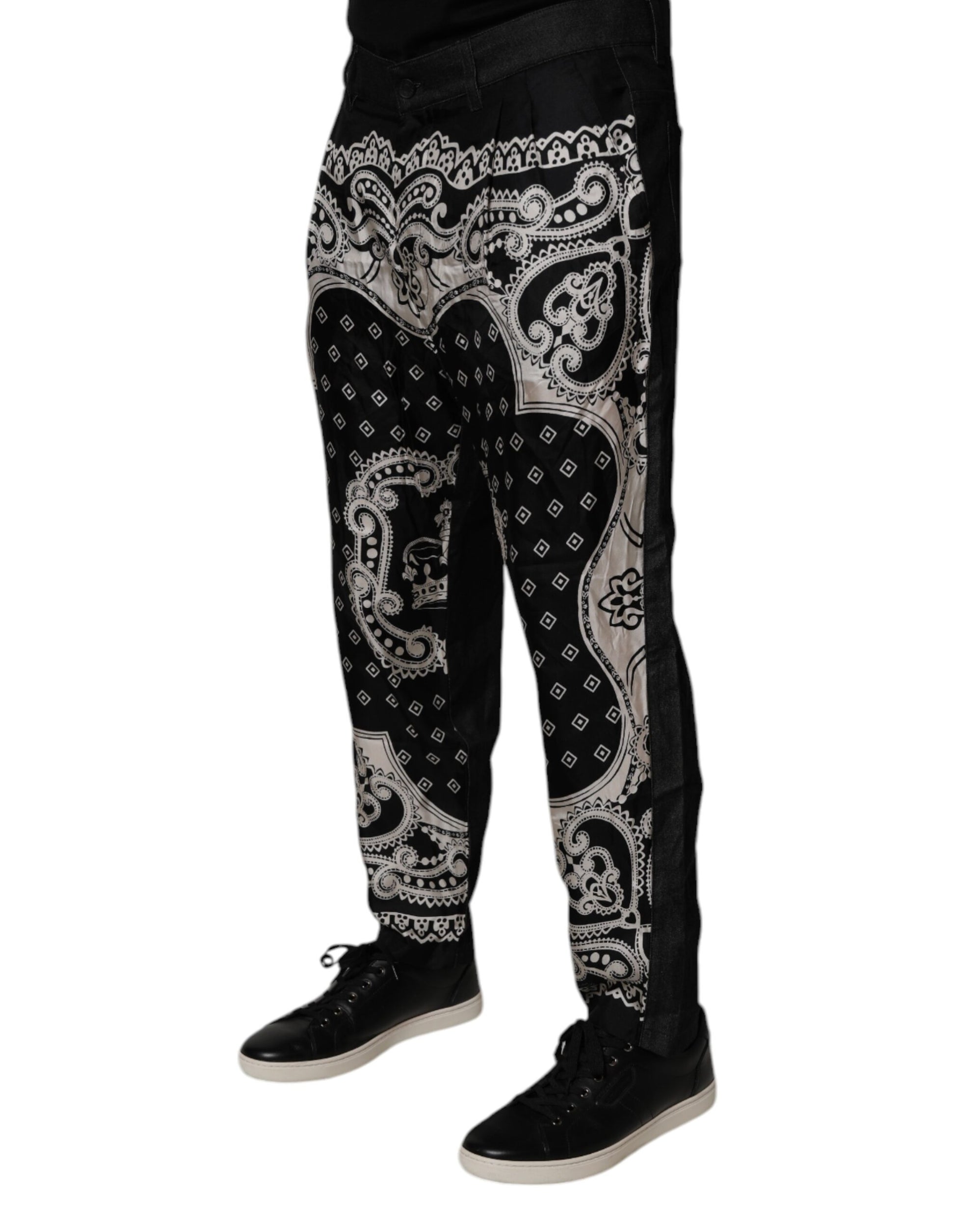 Black Bandana Cotton Skinny Denim Jeans