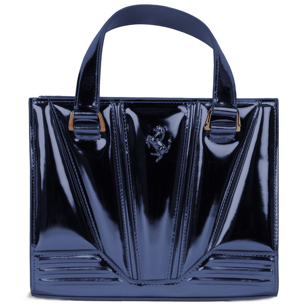 Blaue Lederhandtasche