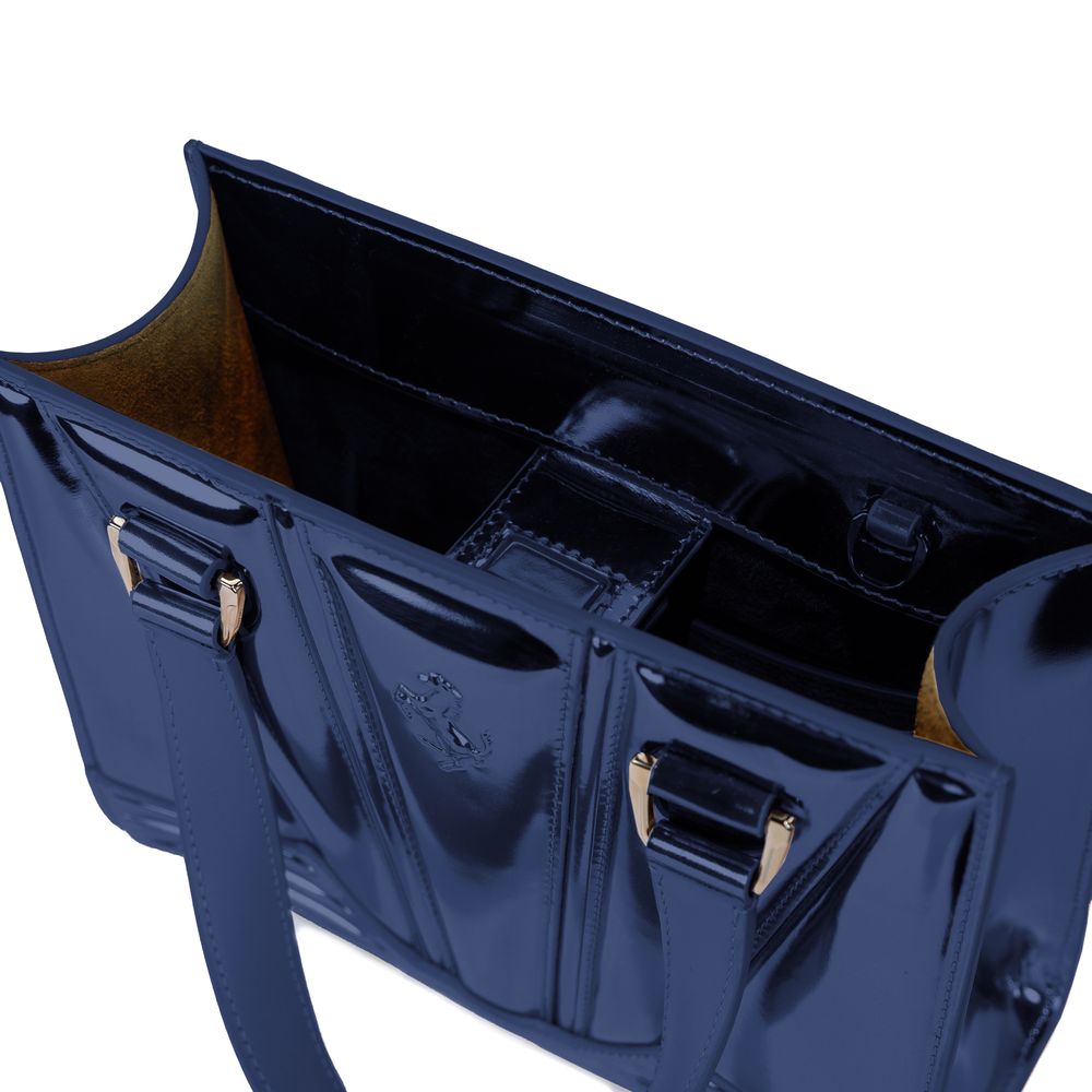 Blaue Lederhandtasche