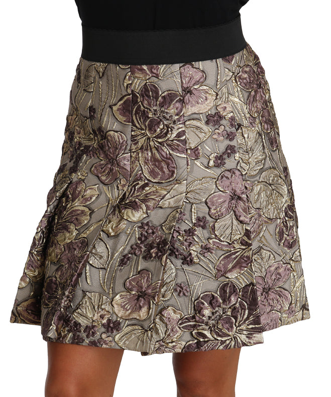A-Linien-Minirock aus Jaquard mit Blumenmuster