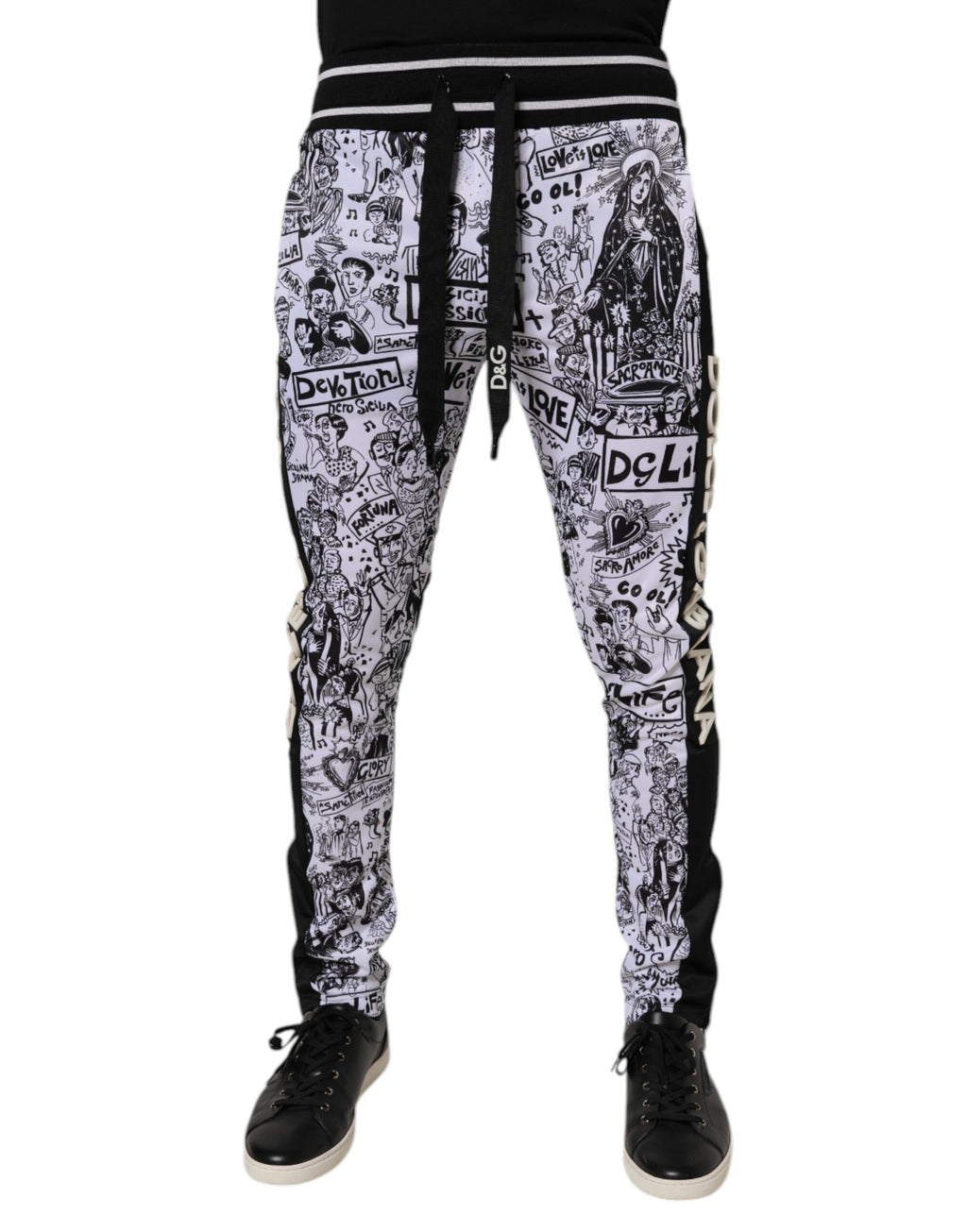Weiße Graffiti Polyester Jogger Herren Jogginghose