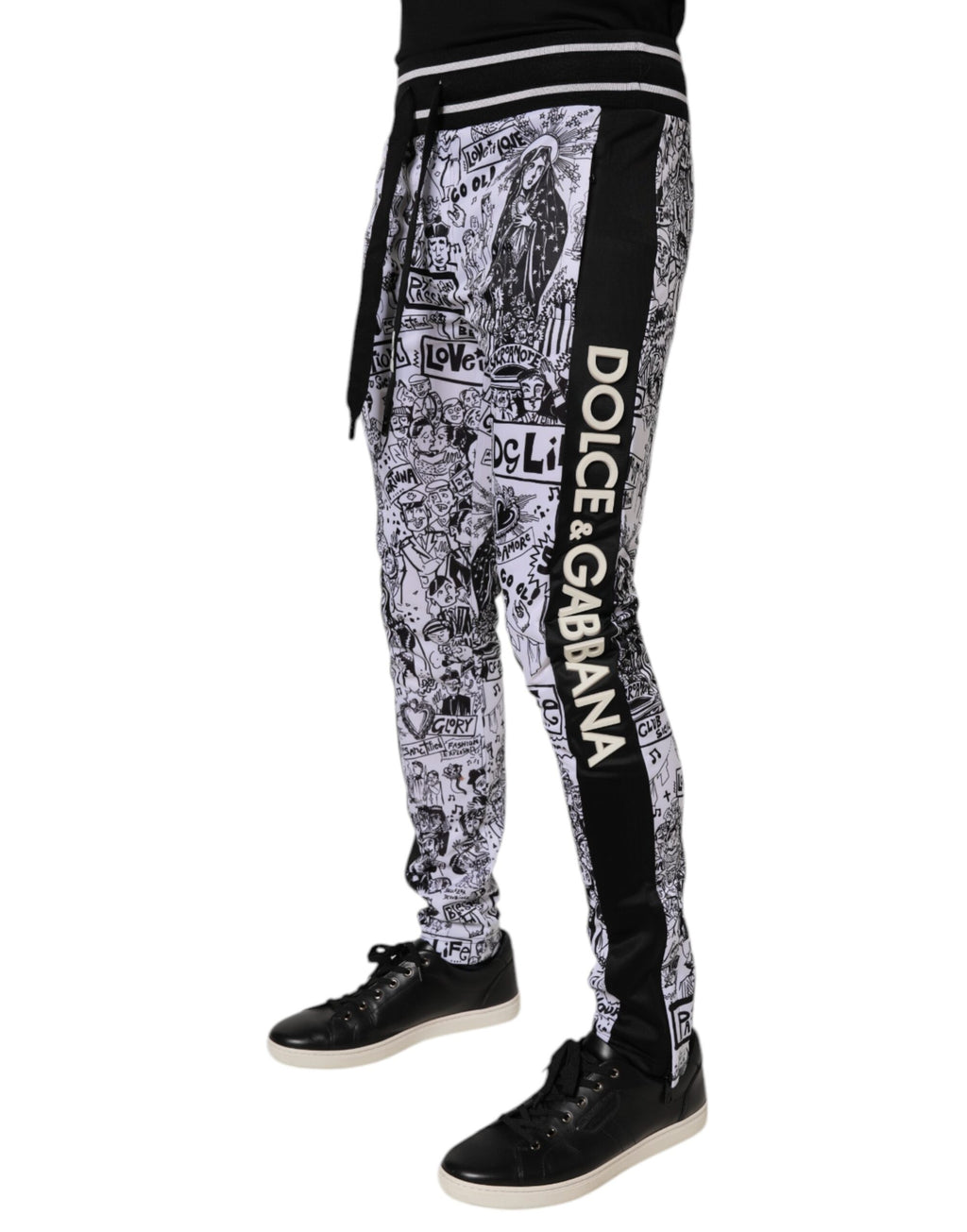 Weiße Graffiti Polyester Jogger Herren Jogginghose