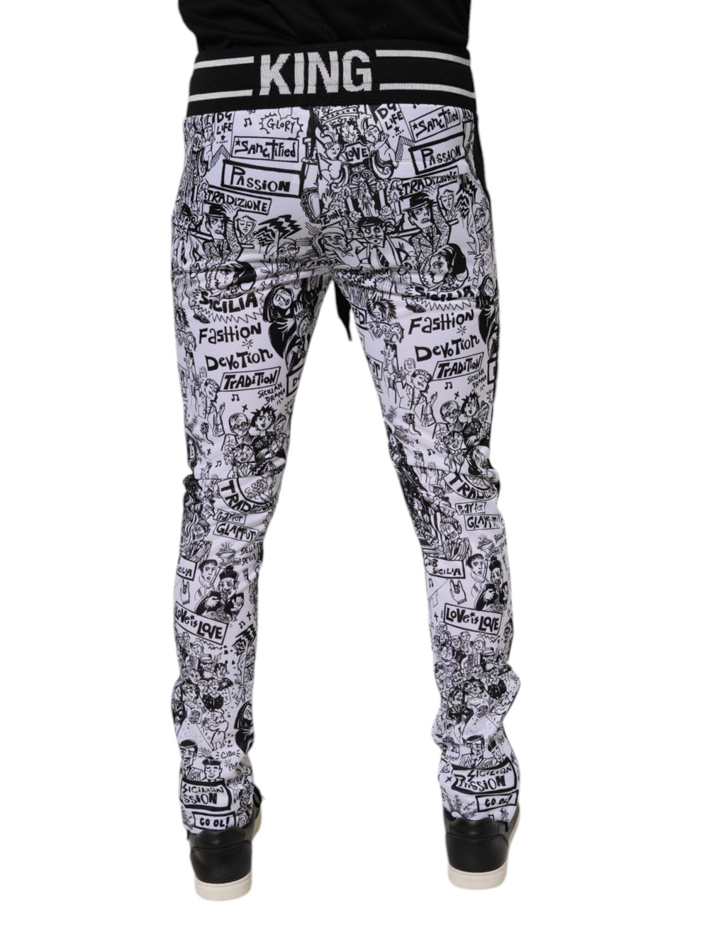 Weiße Graffiti Polyester Jogger Herren Jogginghose
