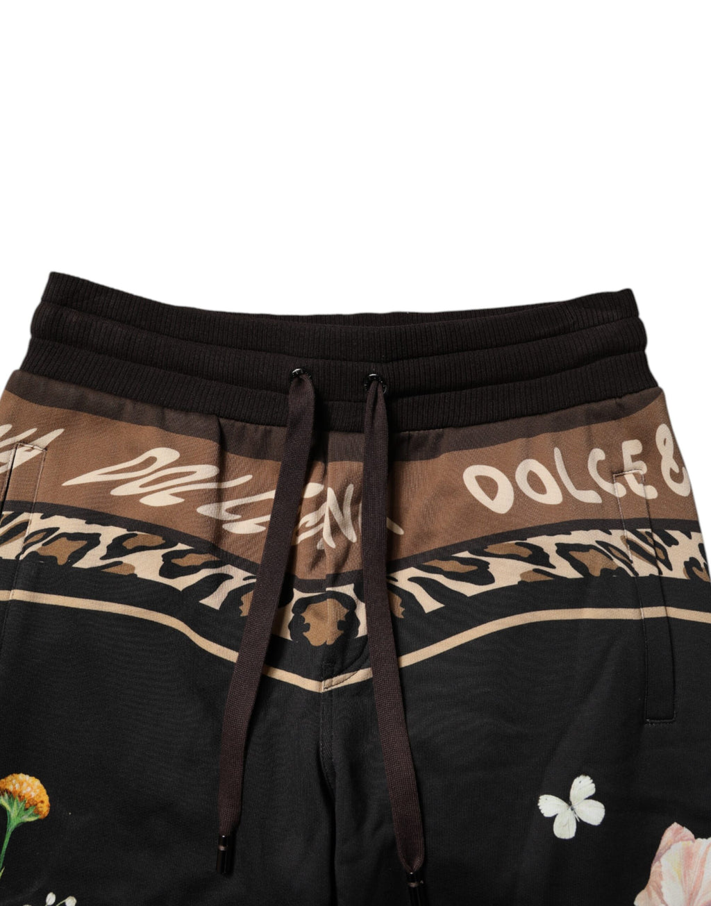 Schwarze Jogginghose aus Baumwolle mit Blumenmuster