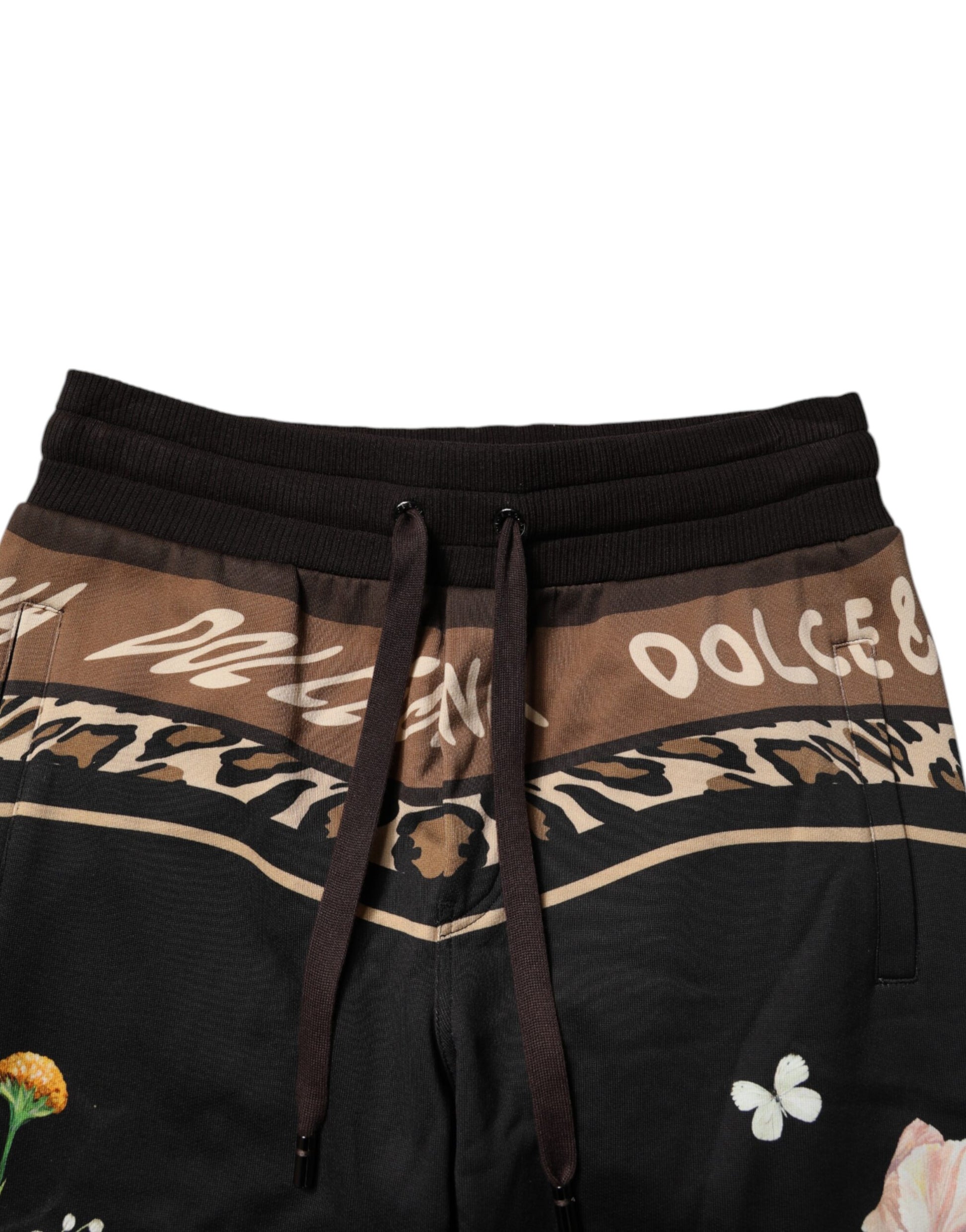Schwarze Jogginghose aus Baumwolle mit Blumenmuster