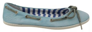 Pantofola D'Oro Sky Blue Suede Lace Bow Loafers Ballet Flat Shoes