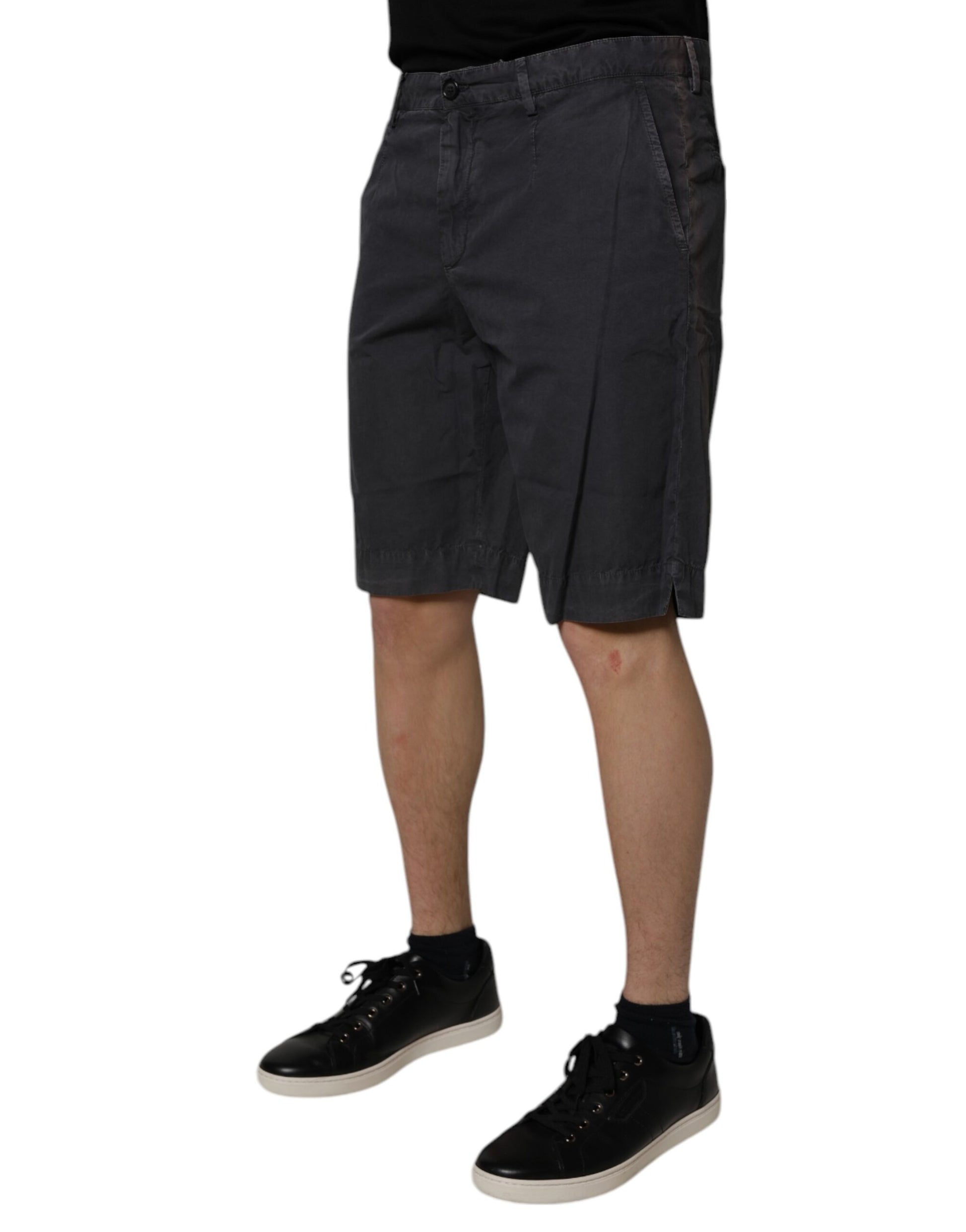 Dolce & Gabbana Dark Gray Cotton Mid Waist Men Bermuda Shorts